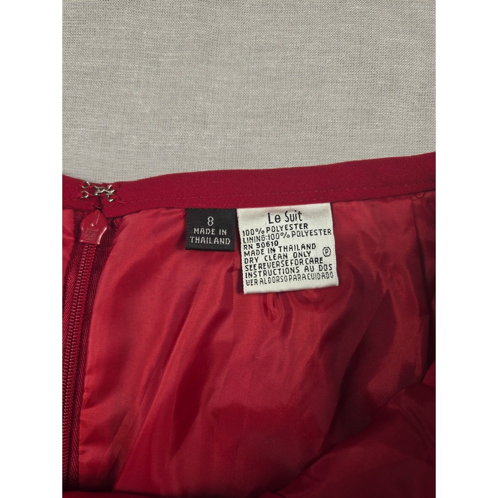 Le Suit Womens Red Polyester Lined Pencil Skirt Size 8 Solid Professional Skirt - Picture 2 of 7